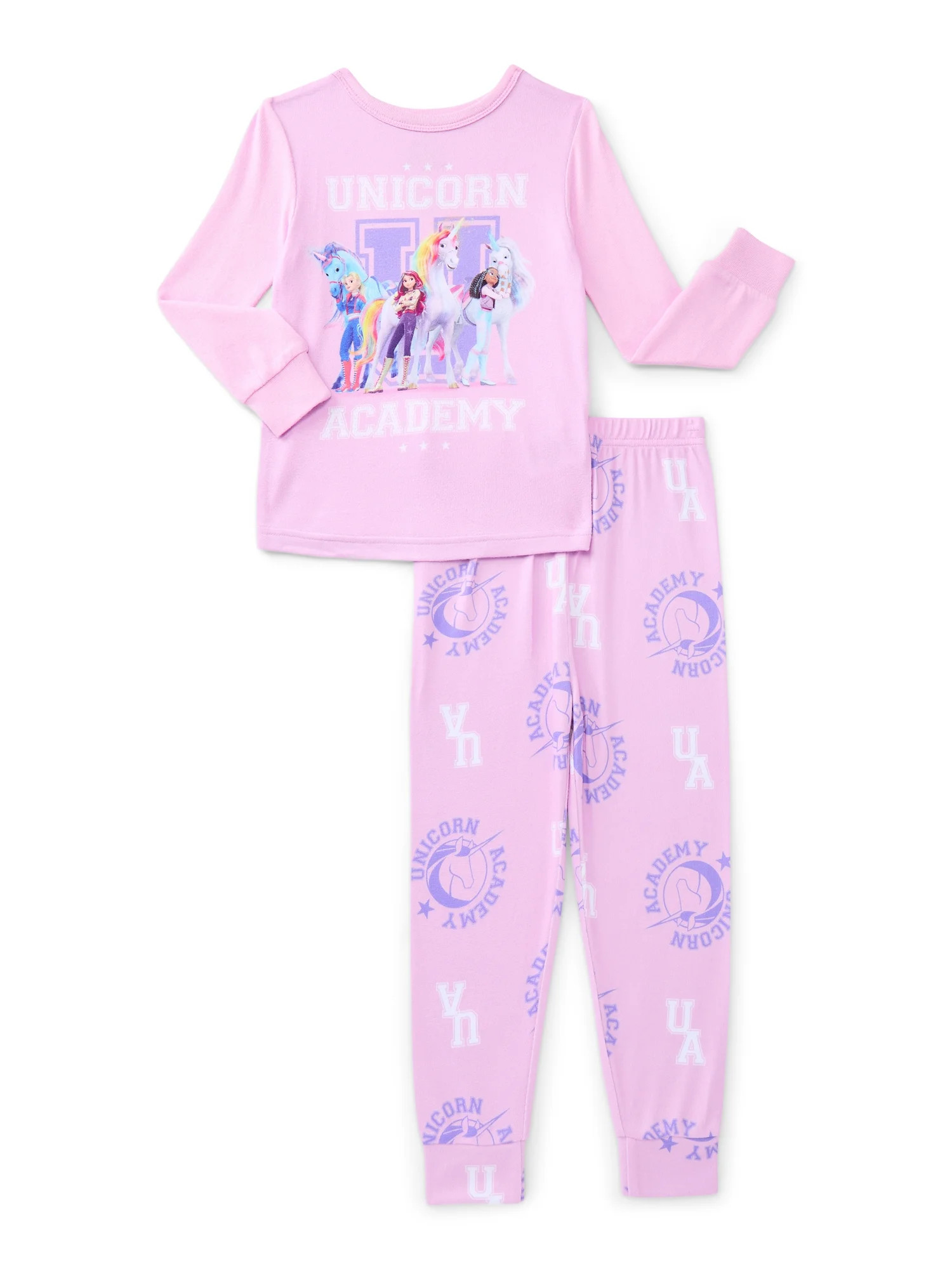 Unicorn Academy Girls Long Sleeve Top and Pants Sleep Set, 2-Piece, Sizes 4-10 - Walmart.com | Walmart (US)