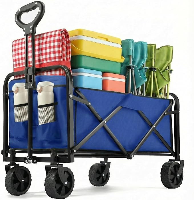 Collapsible Wagon 220 lbs, Heavy Duty Wagon Carts Foldable, Portable Wagons for Groceries, Beach ... | Amazon (US)