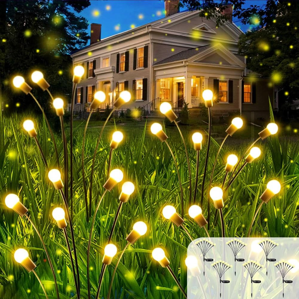 OZS 6Pack Total 48LED Solar Garden Lights -Solar Lights Outdoor, Solar Firefly Lights, Sway by Wi... | Amazon (US)