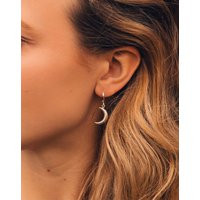 Silver Moon Earrings, Hoop Space Crescent Jewellery, Earrings | Etsy (UK)