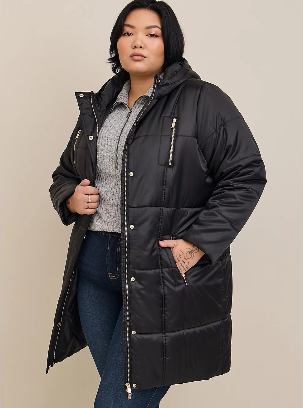 Nylon Zip Front Puffer Jacket | Torrid (US & Canada)