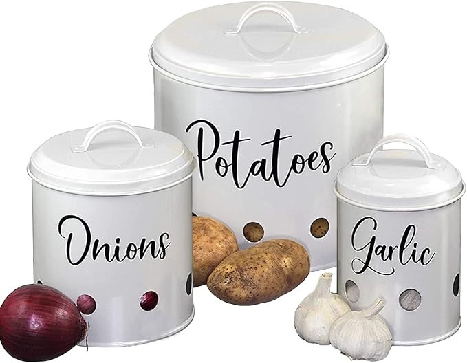 Home Acre Designs Kitchen Canisters Set of 3 - Airtight Potato, Onion & Garlic Keeper for Vegetab... | Amazon (US)