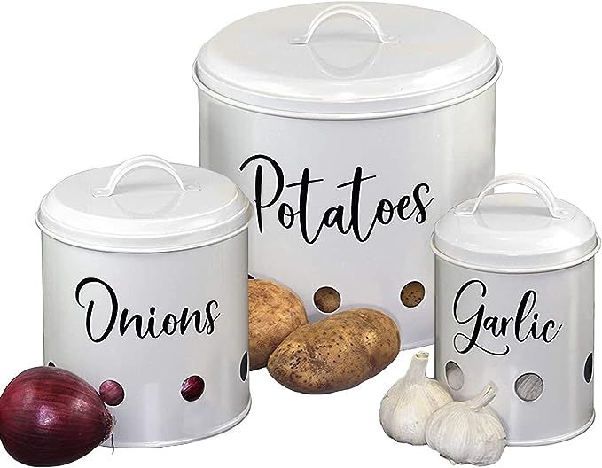 Home Acre Designs Kitchen Canisters Set of 3 - Airtight Potato, Onion & Garlic Keeper for Vegetab... | Amazon (US)