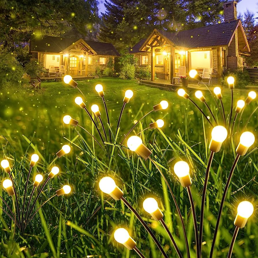 6-Pack Solar Garden Lights, 48 LED Firefly Lights Solar Outdoor (Sway by Wind), Waterproof Swayin... | Amazon (US)