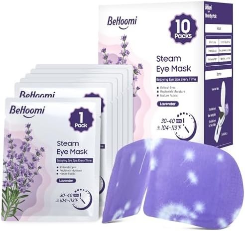 BeHoomi Steam Eye Mask, 10Packs Heated Eye Mask, Self Heating Disposable SPA Warm Compress for Ey... | Amazon (US)