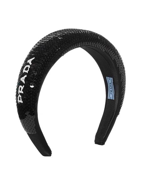 Prada Logo Sequin-Embellished Headband | Cettire Global