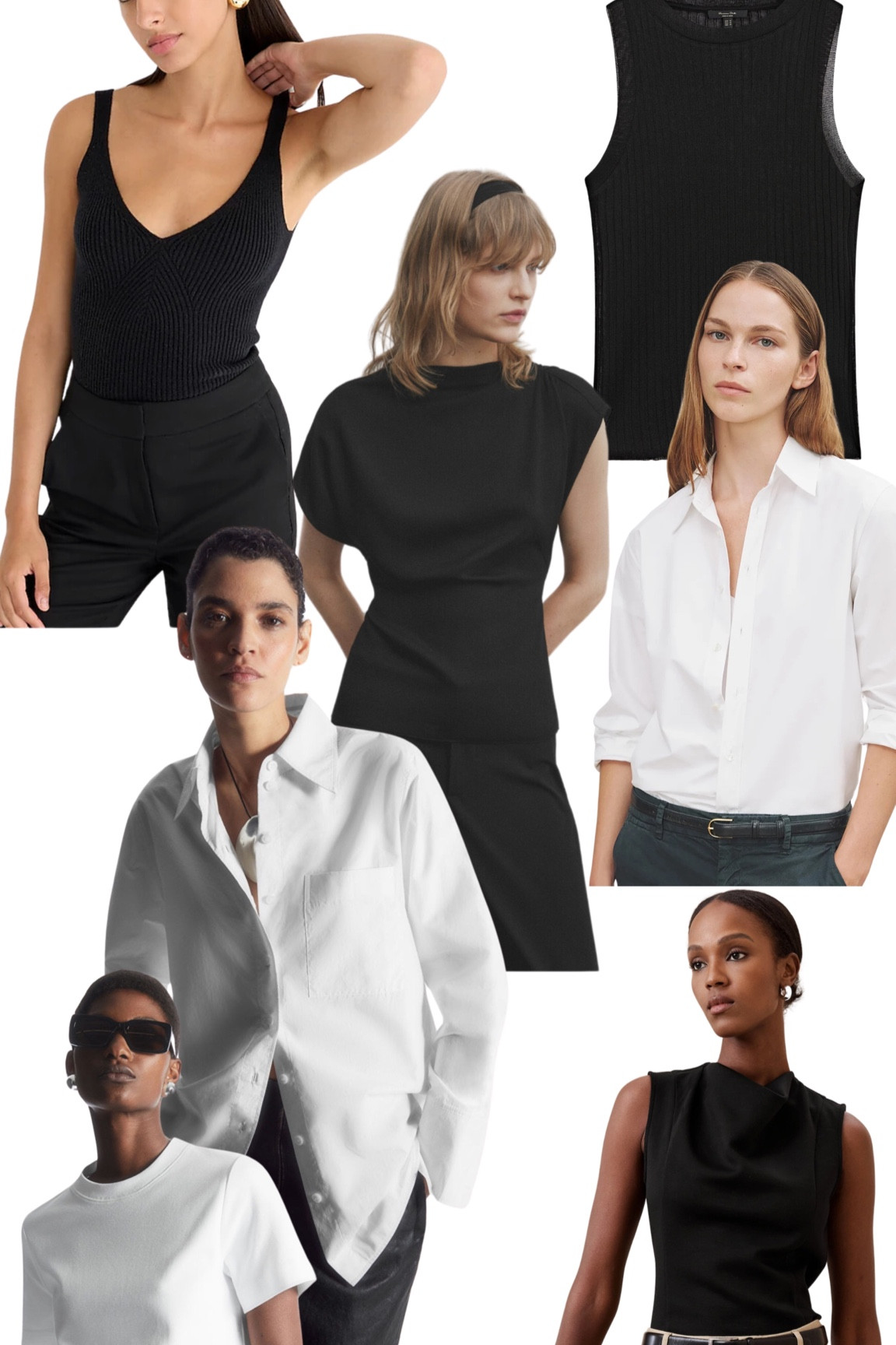 CAPSULE CLOSET - Tops 
White shirt - (Joseph) linked size 2 
White crew beck tee - (COS) linked size small
Black tank top - (Another Tomorrow) linked size xs
White tank top (Loewe) linked size small
Black Thick Top - Massimo Dutti (past season) 
Silk Lace Cami - (Massimo Dutti) linked size xs 

#LTKstyletip #LTKSeasonal #LTKworkwear