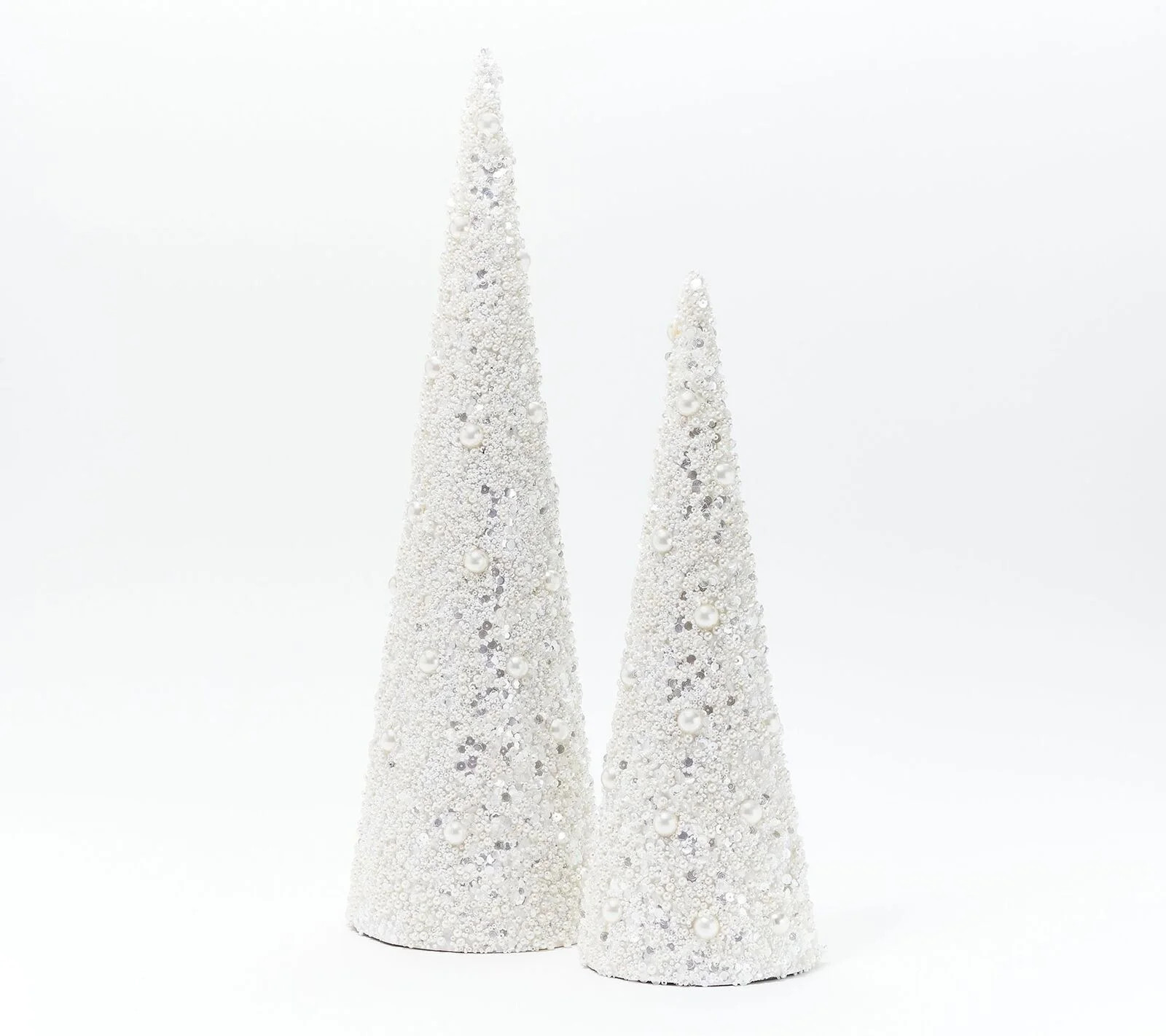 Inspire Me! Home Decor Set of 2 Glitter and Pearl Trees in Silver - Walmart.com | Walmart (US)