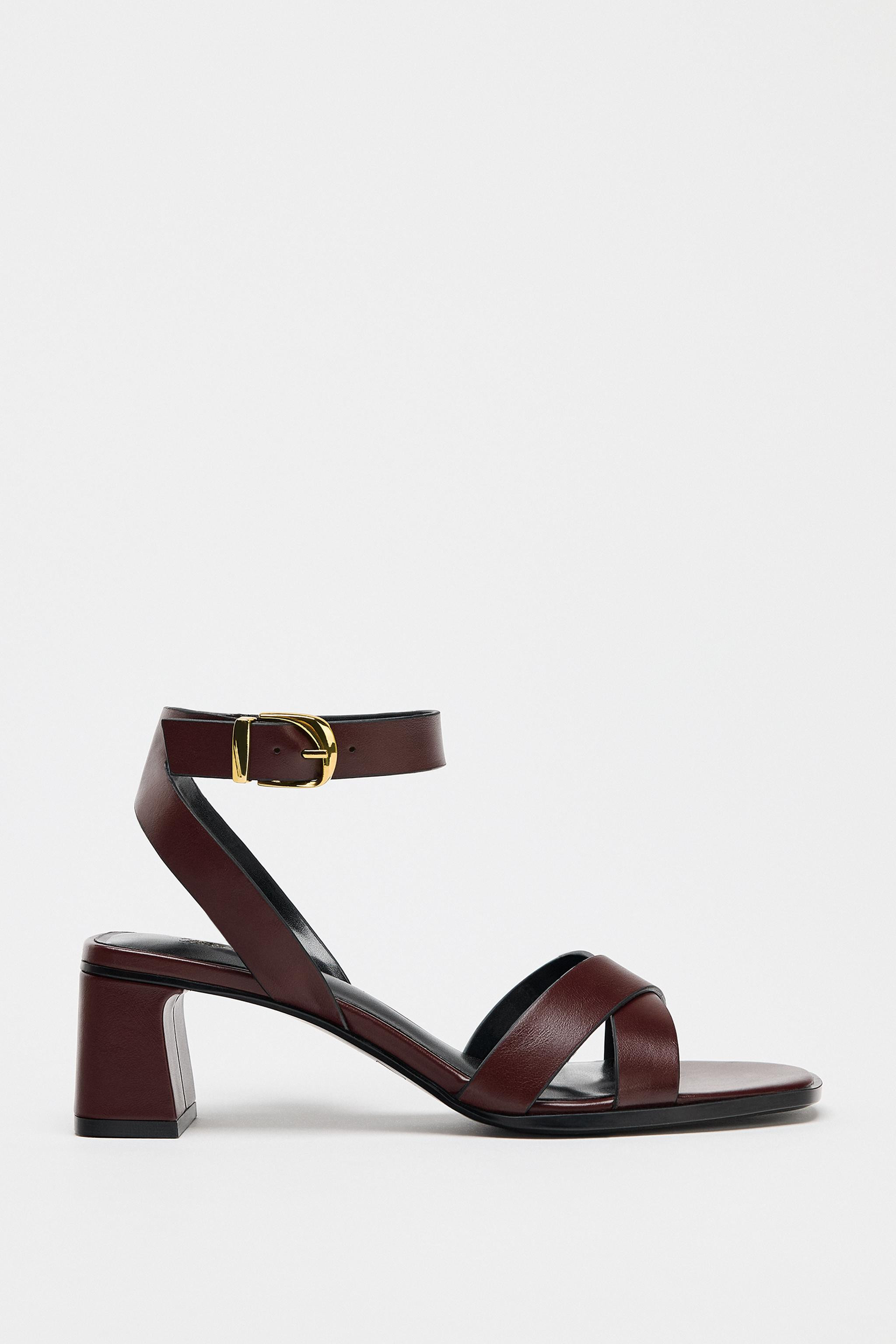 BUCKLED WIDE HEELED SANDALS | Zara US