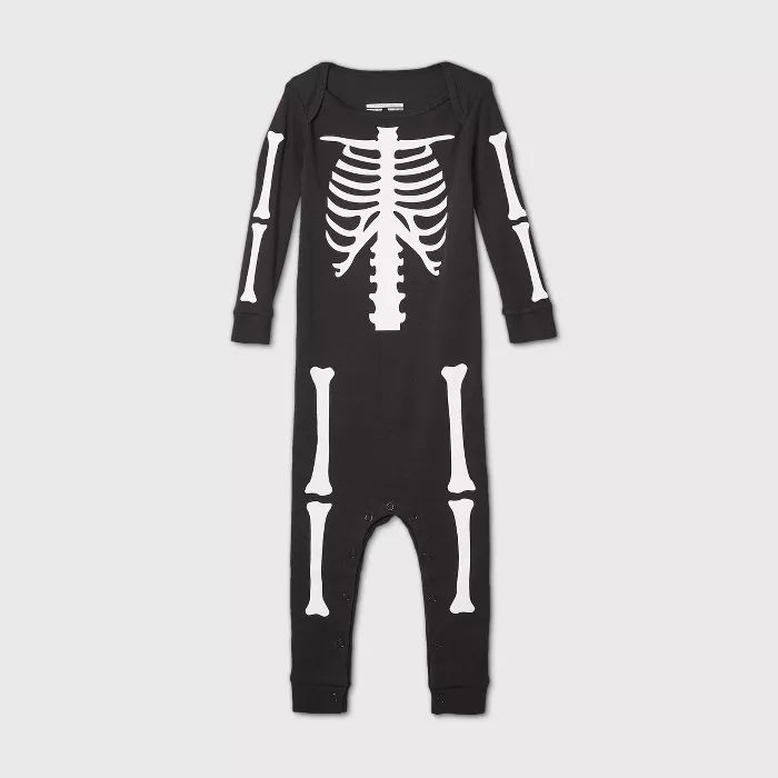 Toddler Halloween Skeleton Matching Family Union Suit - Black | Target