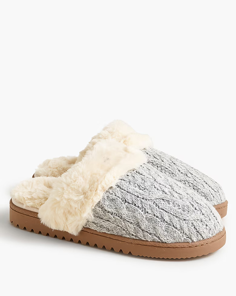 Cable-knit scuff slippers | J.Crew Factory