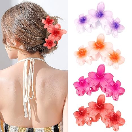 ANBALA 4PCS Hair Clips Flower Hair Clips for Women Large Claw Clips for Thick Hair Strong Hold No... | Amazon (US)