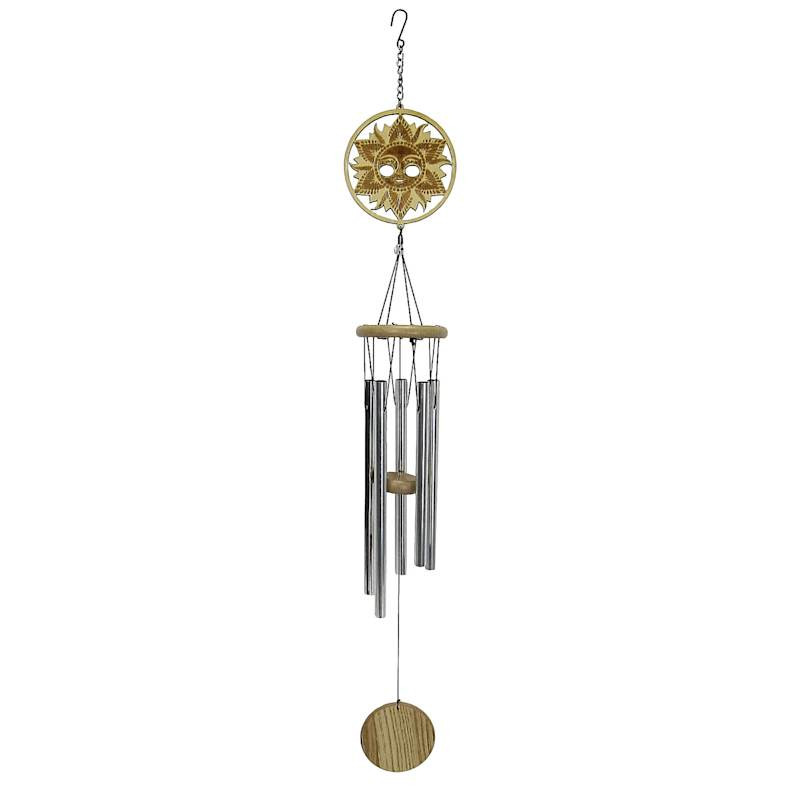 Wooden Sun Face Wind Chime, 34" | At Home