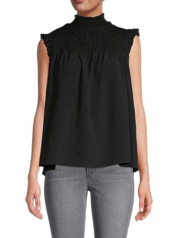 Smocked Mockneck Top | Saks Fifth Avenue OFF 5TH