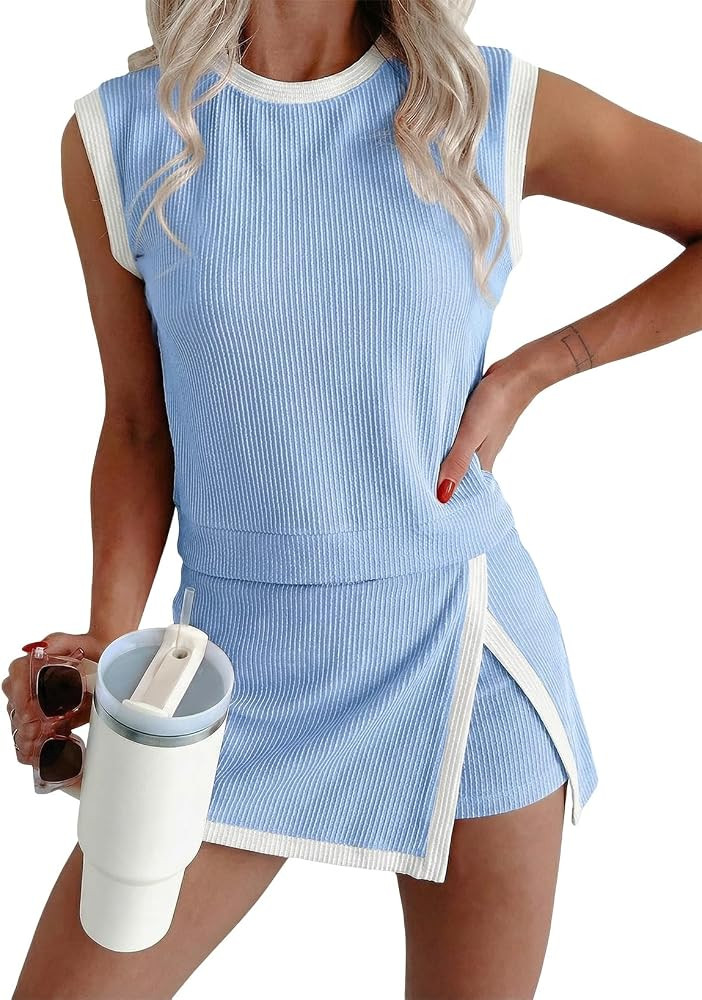 EVALESS 2 Piece Sets Women Summer Workout Outfits | Amazon (US)