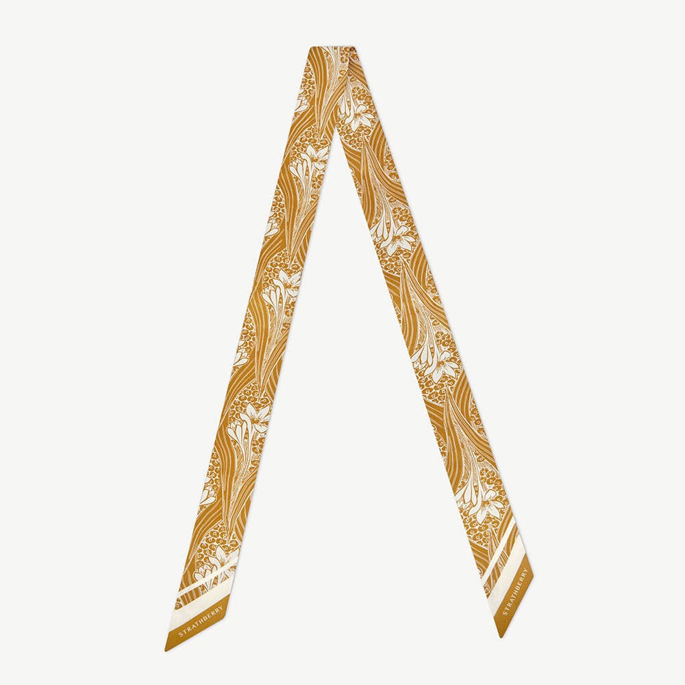 Strathberry - Long Silk Skinny Scarf - Yellow | Strathberry