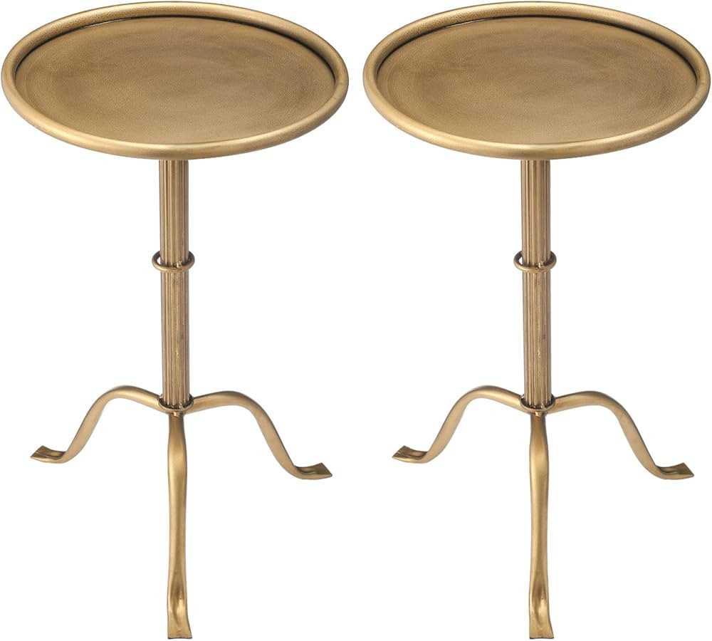 2 Pcs Metal Martini Table Pedestal Small Side Table 12.5 x 12.5 x 20.6 Inches for Living Room Bed... | Amazon (US)