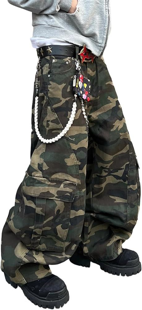 DFGIGT Baggy Barrel Jeans for Men Wide Leg Loose Fit Jeans Y2K Hip Hop Streetwear Denim Pants | Amazon (US)