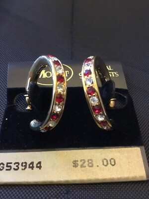 Vintage Monet Red And Clear Rhinstone Hoops | eBay US