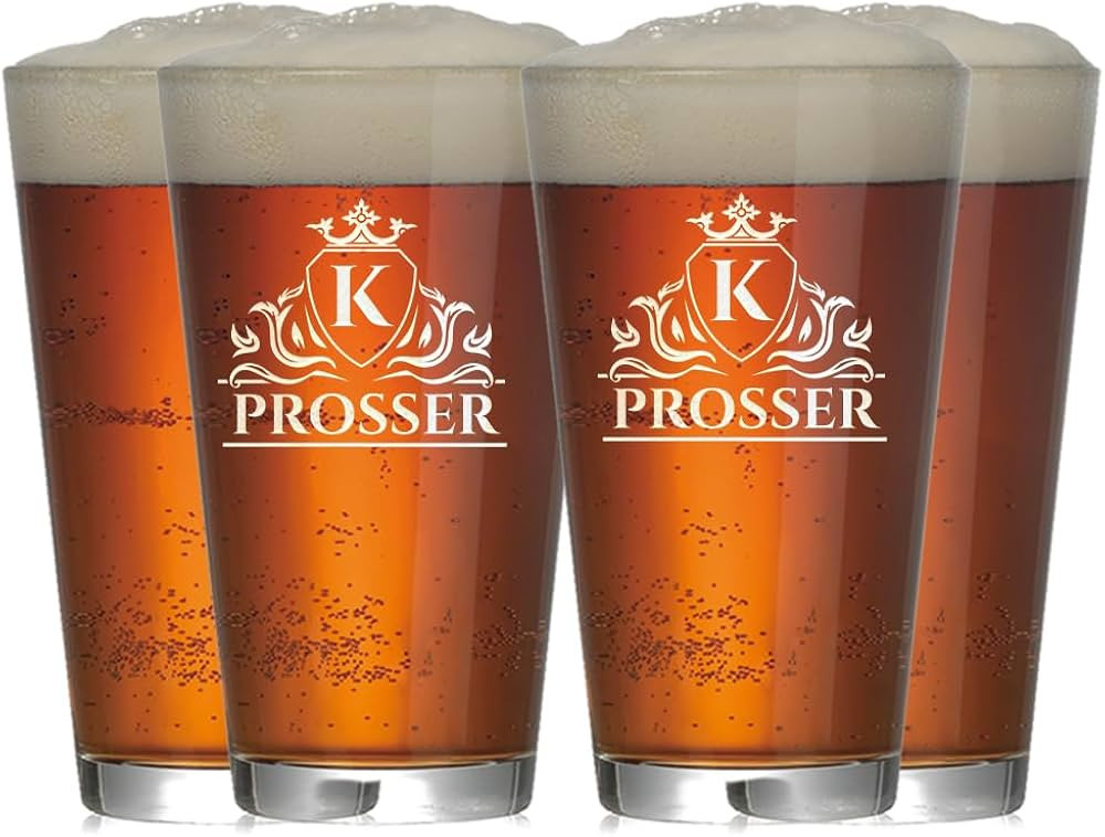 Personalized Beer Glass Monogram Pint - Custom Name Gift for Dad, Birthday, Father’s Day and Gr... | Amazon (US)