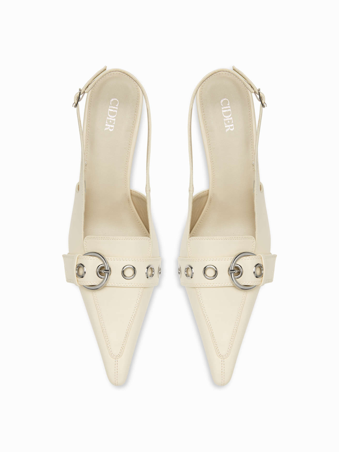 POINTED-TOE BUCKLE KITTEN HEELS | Cider