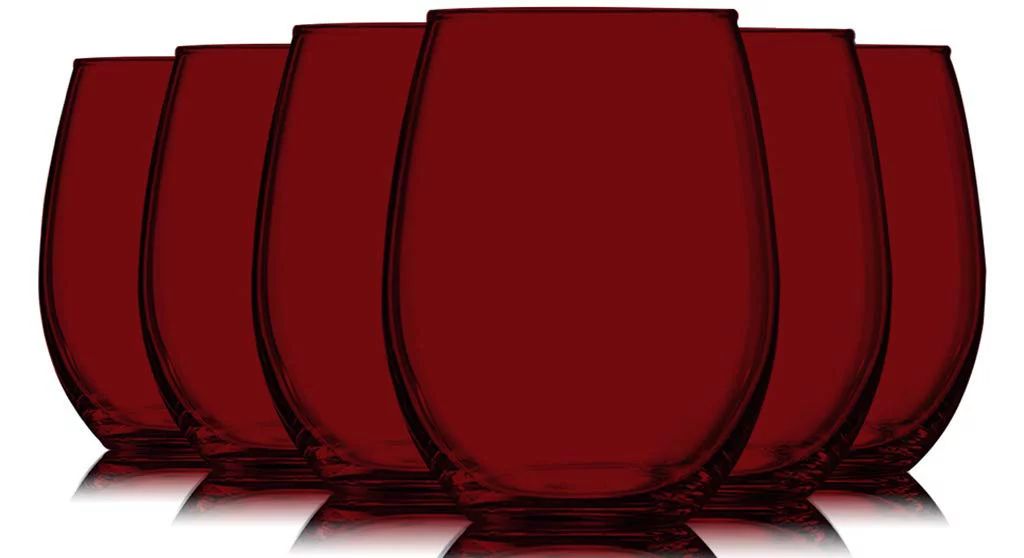 TableTop King 21 oz Wine Glasses, Stemless Style, Full Accent, Red, Set of 6 - Walmart.com | Walmart (US)