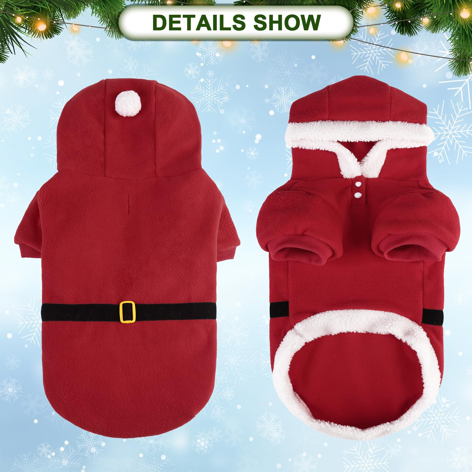 EXPAWLORER Christmas Dog Hoodie - Santa Claus Christmas Costume Outfit, Pet Winter Sweater Coat, ... | Amazon (US)