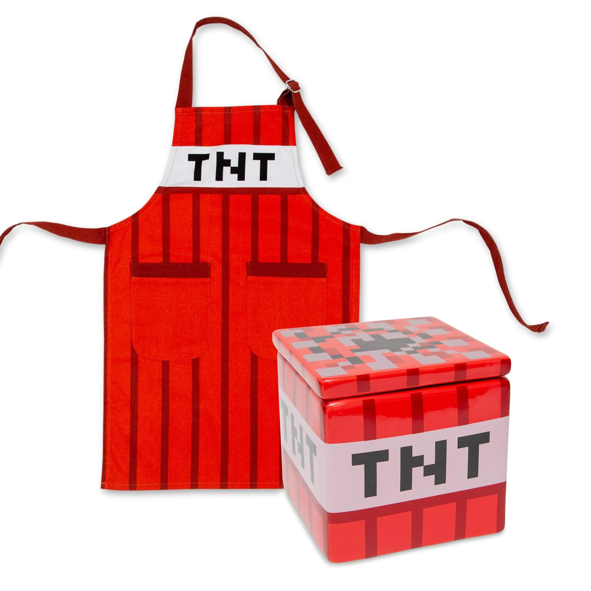 Minecraft TNT Kitchen Set: TNT Youth Apron & TNT Cookie Jar | Toynk