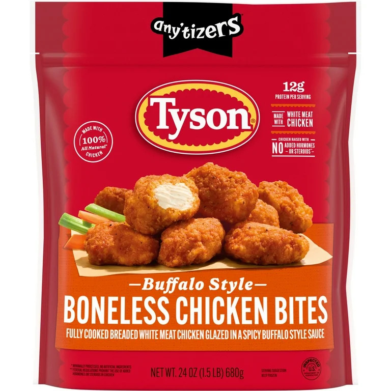 Tyson Any'tizers Buffalo Style Boneless Chicken Bites, 1.5 lb Bag (Frozen) - Walmart.com | Walmart (US)
