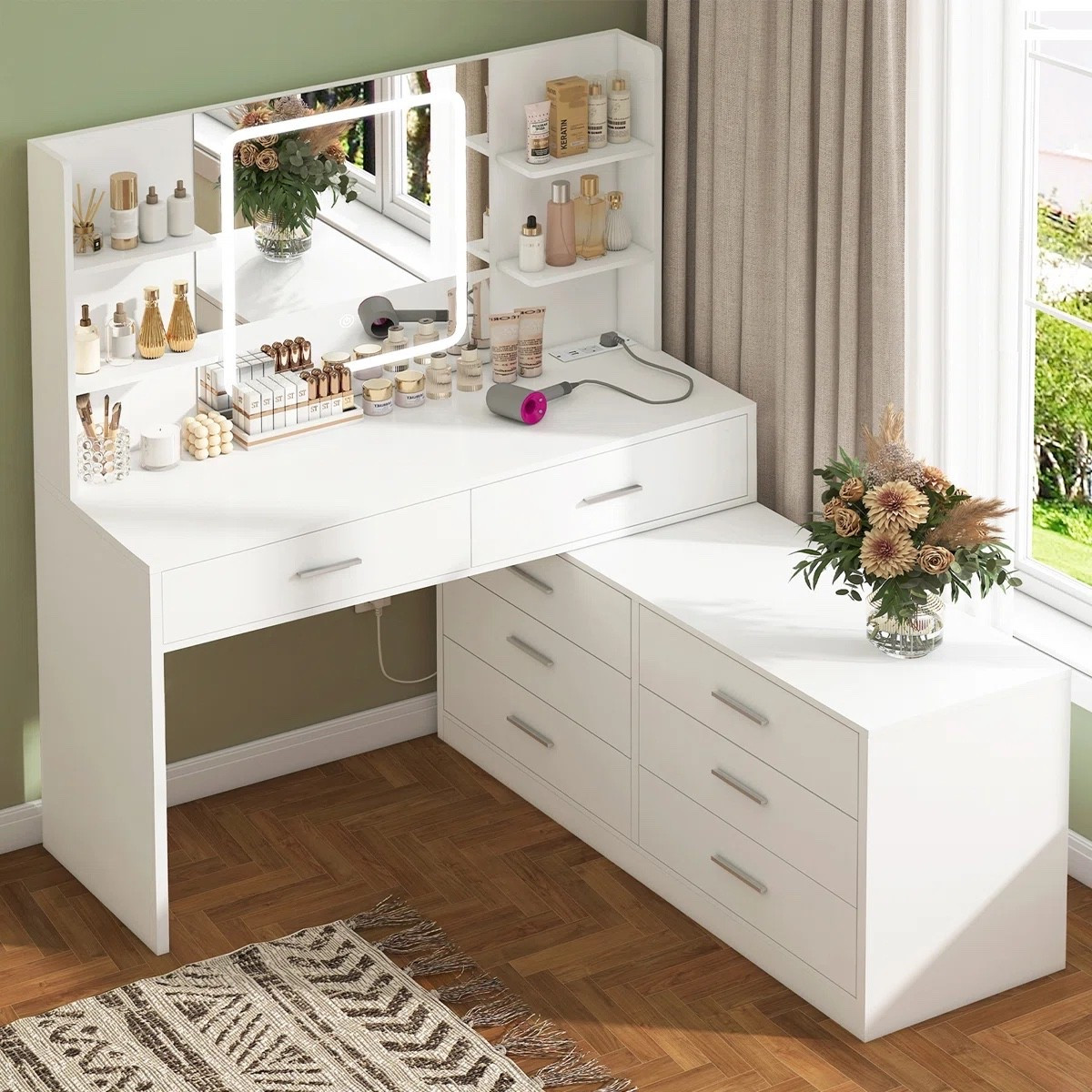 This large makeup vanity with LED lighting combines elegant organization with modern luxury, creating the ultimate beauty space for flawless makeup routines and elevated bedroom styling ✨🤍 ON SALE and under $250.

Keywords:

* makeup vanity with LED light
* large vanity desk
* lighted makeup vanity
* glam beauty station
* vanity table with storage
* modern vanity desk
* bedroom vanity setup
* illuminated makeup table
* soft glam bedroom decor
* luxury beauty room
* boutique vanity aesthetic
* organized makeup setup
* feminine bedroom styling
* chic beauty station
* modern glam interiors
* elevated vanity organization

#LTKSaleAlert #LTKSeasonal #LTKHome
