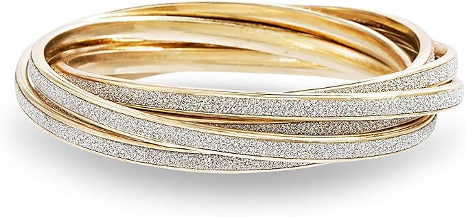 Steve Madden Glitter Design Interlocking Bangle Bracelet For Women | Amazon (US)