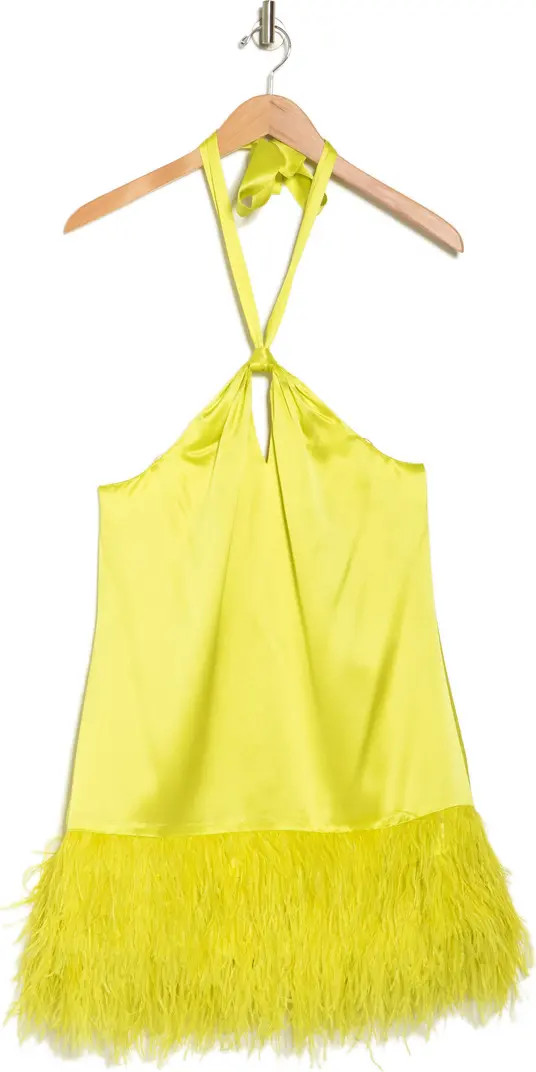 Barb Feather Hem Silk Halter Dress | Nordstrom Rack