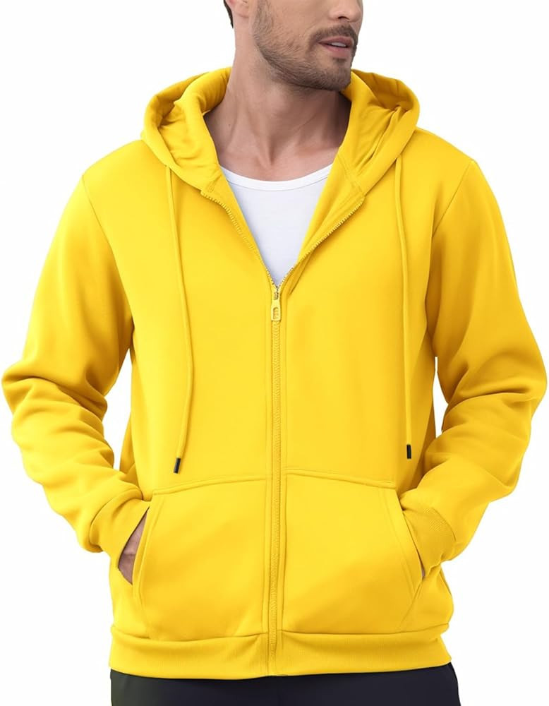 JIHUILAI Men's Fleece Hoodies with Zipper Lightweight Long Sleeve Active Mens Jackets Sports Full... | Amazon (US)