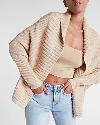 Ribbed Dolman Sleeve Cardigan | Express