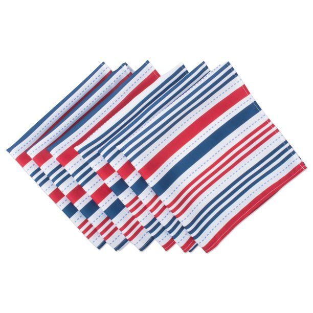 DII Patriotic Stripe Outdoor Napkin (Set of 6), 20x20", 100% Polyester | Walmart (US)