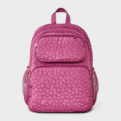 Girls' 16" Two Pocket Quilted Flowers Backpack - Cat & Jack™ Maroon | Target