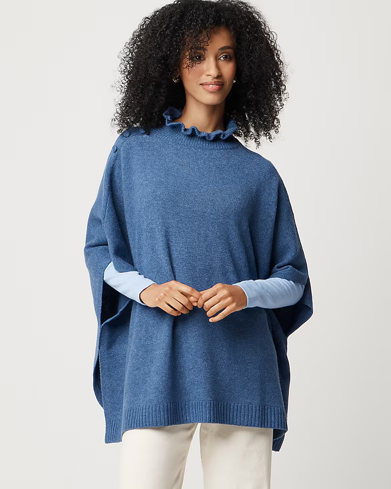 Ruffle-mockneck poncho | J.Crew Factory