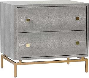 TOV Furniture Pesce Shagreen Modern Textured 2 Drawer Bedroom Nightstand, 25" Grey | Amazon (US)