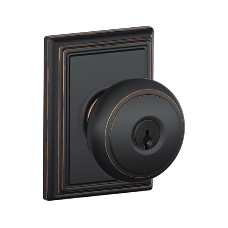Schlage Andover Keyed Entry Panic Proof Door Knobset with Decorative Addison Trim - Aged Bronze - F5 | Build.com, Inc.