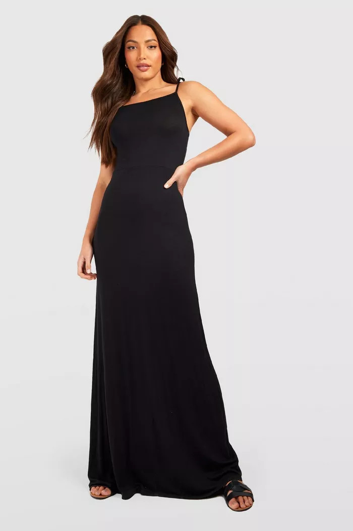 Tall Basic Tie Shoulder Square Neck Maxi Dress | boohoo (US & Canada)