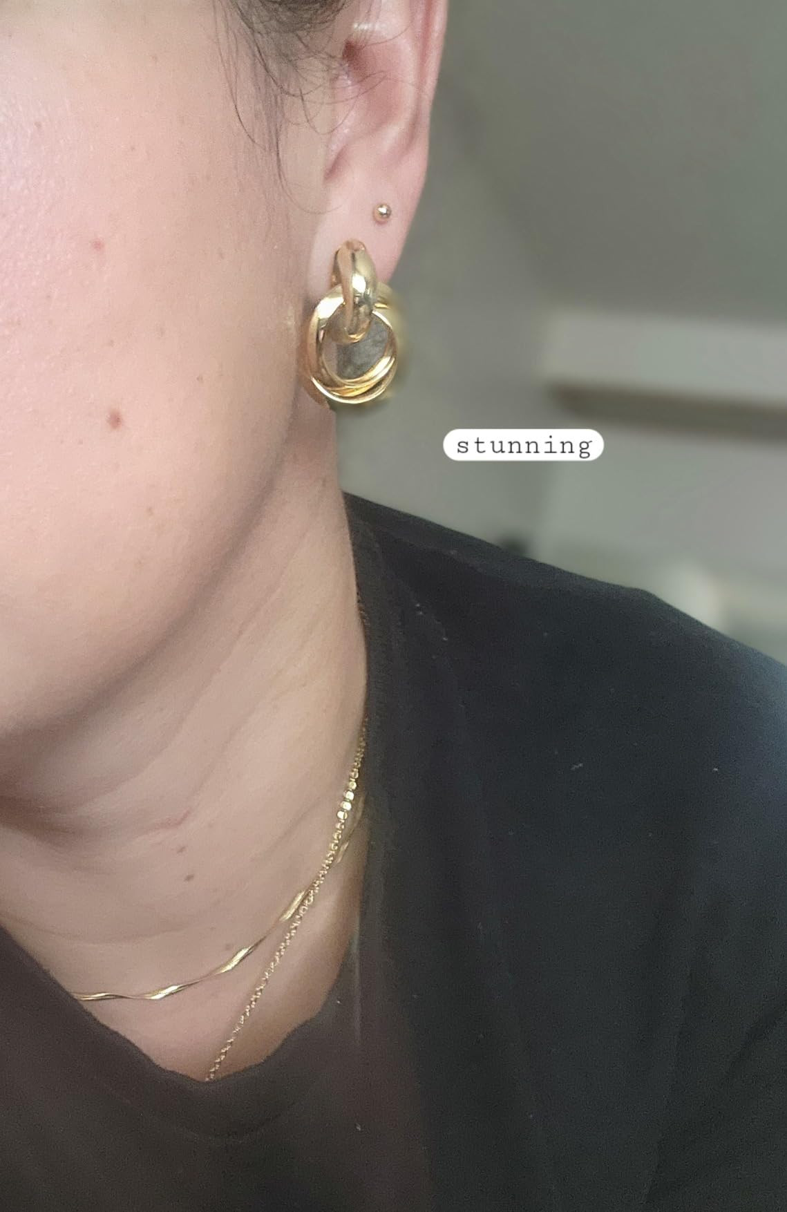 14K Gold Plated Chunky Gold Earrings for Women Knot Link Circle Geometric Drop Dangle Earrings St... | Amazon (US)