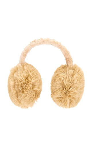 Goldbergh Fluffy Earwarmers in Tan. | Revolve Clothing (Global)