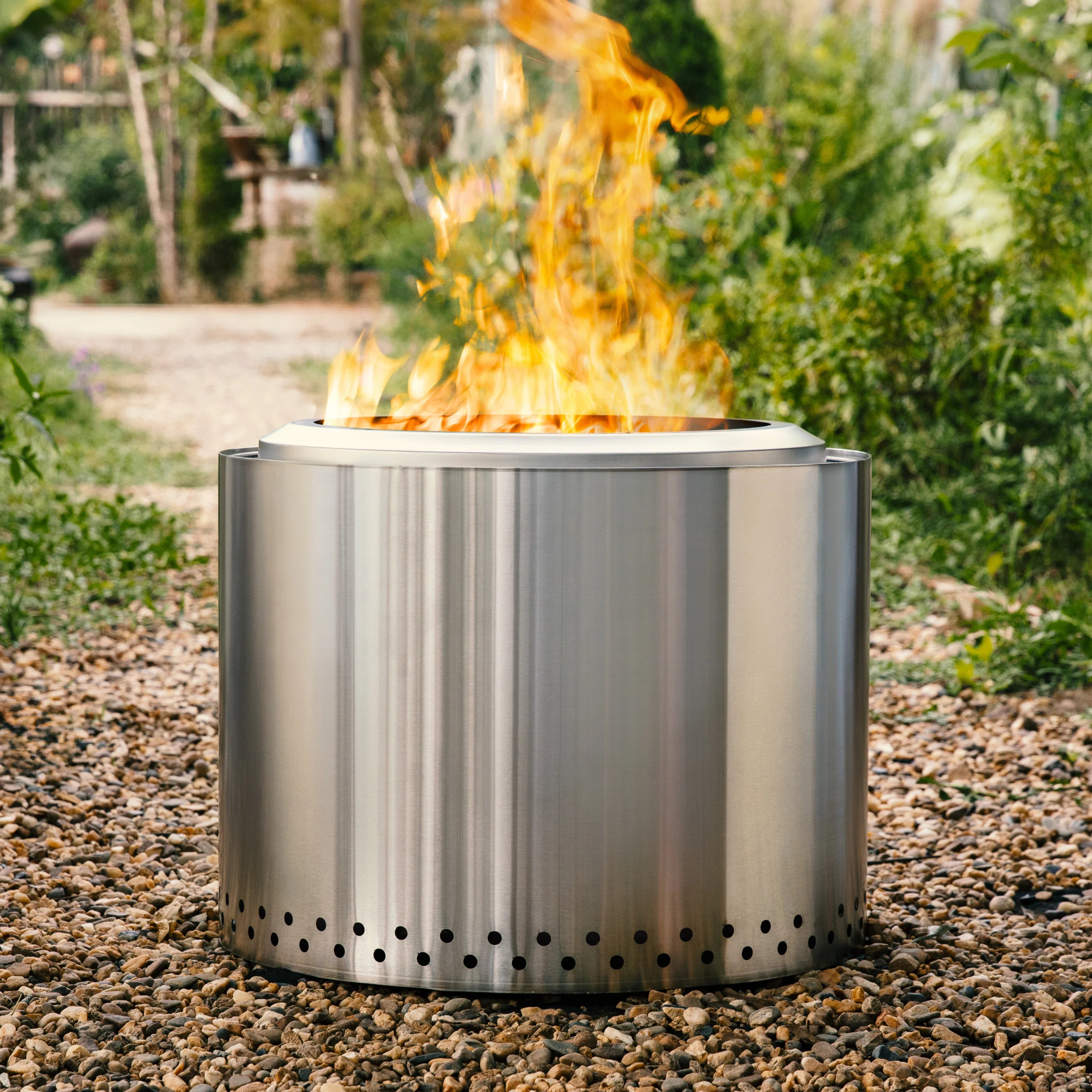 19.6 Inch Smokeless Fire Pit With Removable Ash Pan - Portable Outdoor Fire Pit - Stainless Steel... | Wayfair North America