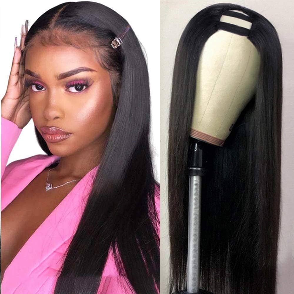 CanaryFly U Part Wigs Human Hair Wigs for Black Women Brazilian Straight Human Hair Wigs None lac... | Amazon (US)
