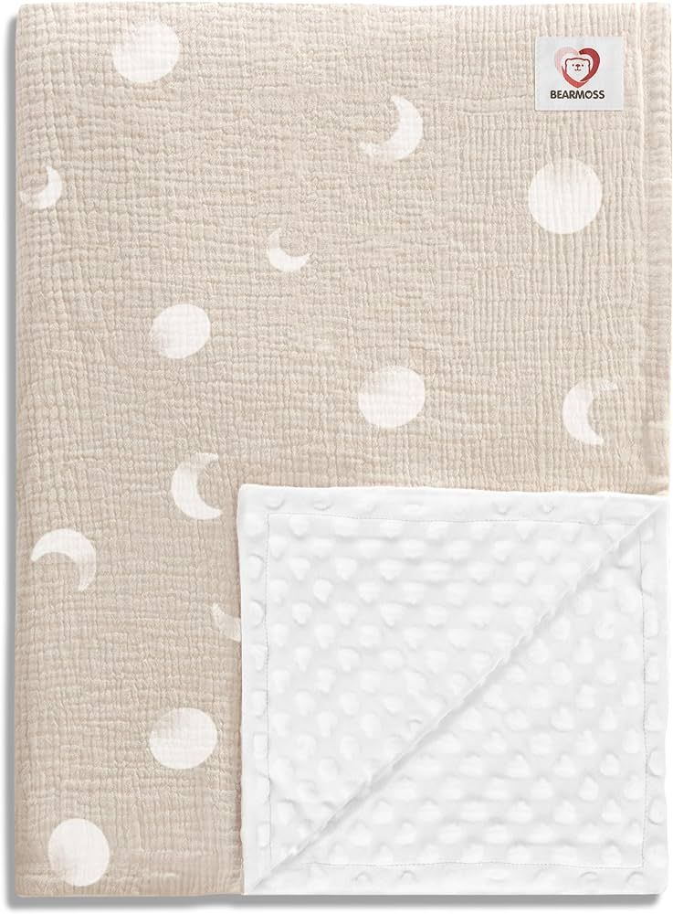 Baby Blankets for Unisex Boys Girls, Soft Nursery Crib Blankets with Muslin Cotton Front and Dott... | Amazon (US)