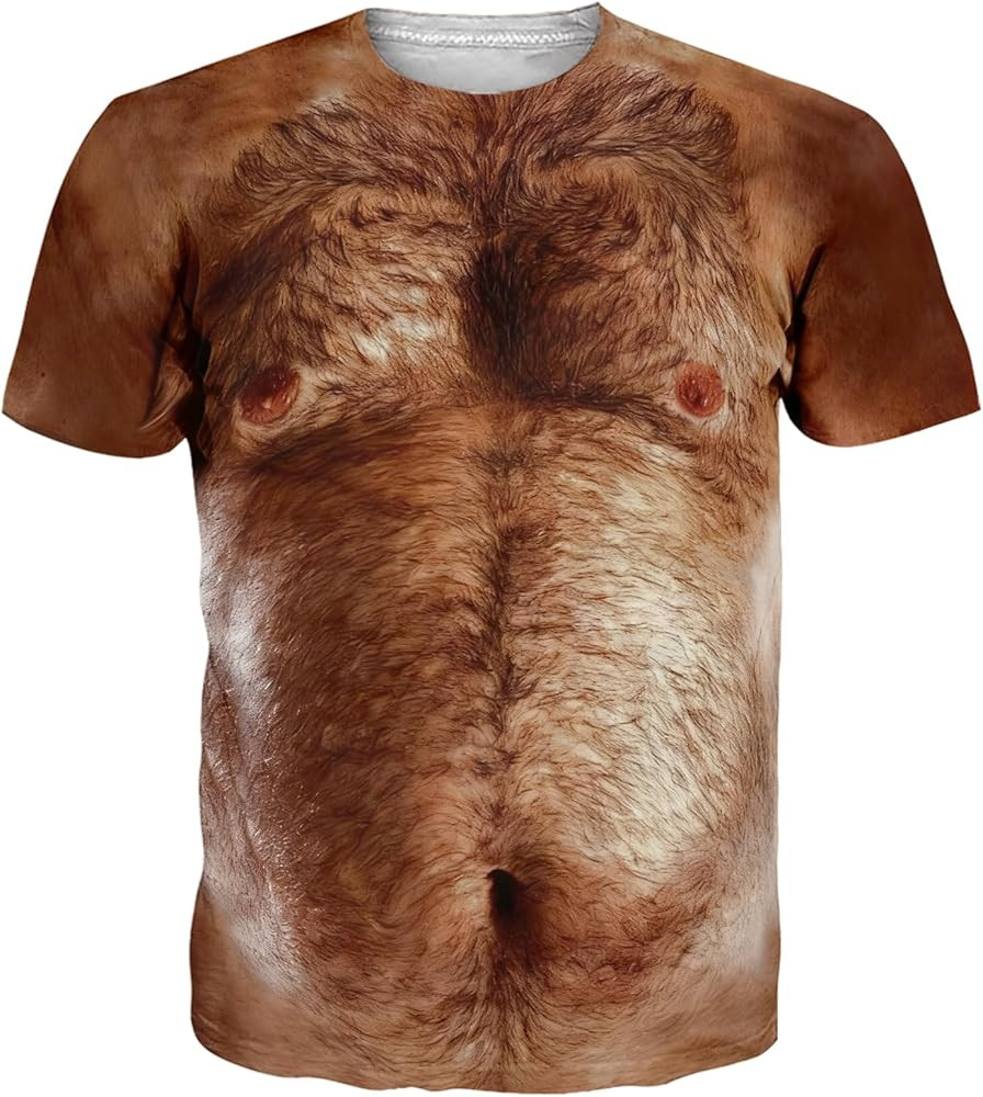 Fanient Hairy Chest for Mens T-Shirts Funny Graphics Crewneck Pattern Short Sleeve Tee Shirts | Amazon (US)