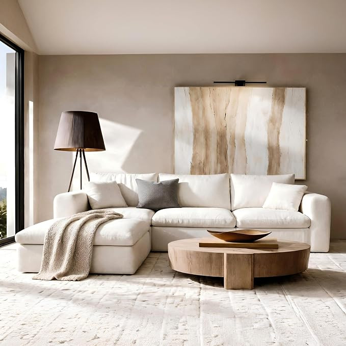 Modular Sectional Cloud Sofa, No Assembly Oversized Boneless Couch, Beige | Amazon (US)