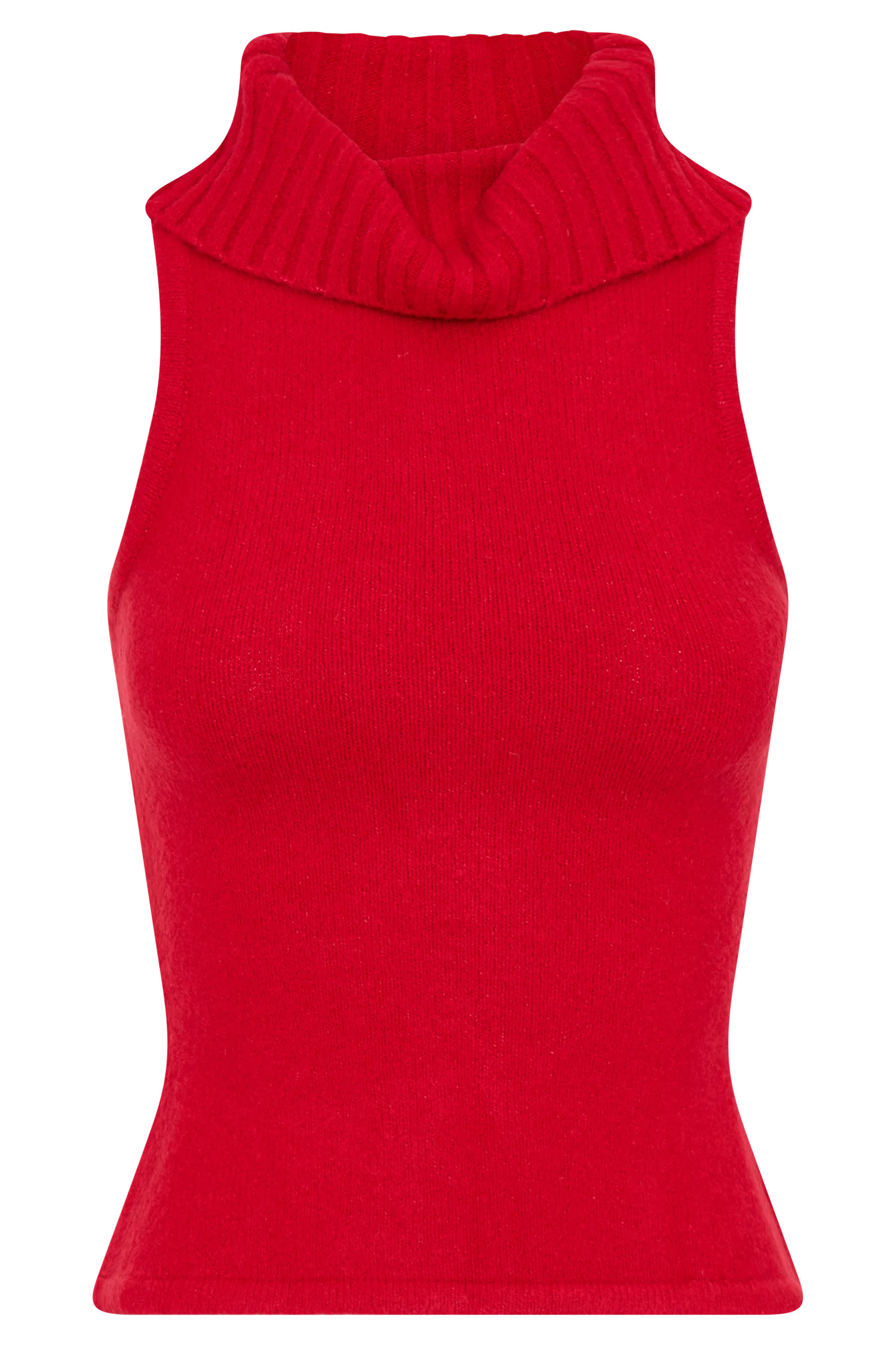 Elise Roll Neck Knit Top - Red | MESHKI US