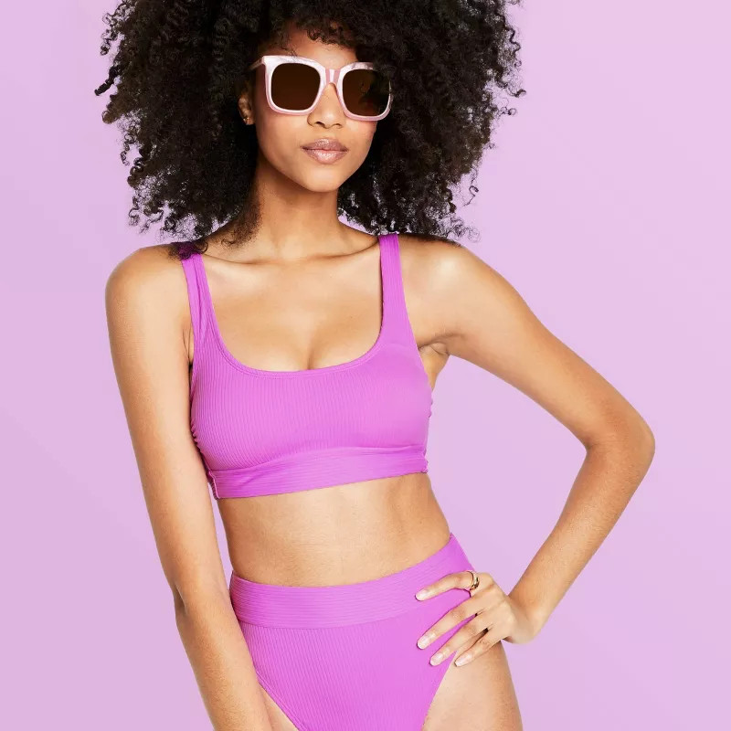 Women's Ribbed Bralette Bikini Top - Stoney Clover Lane x Target Bright Purple | Target