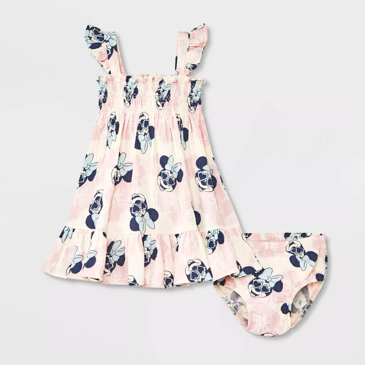 Baby Girls' 2pc Disney Minnie Mouse Woven Gauze Dress & Bloomer Set - Pink | Target